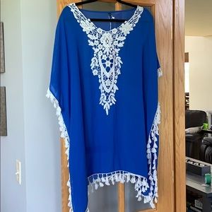 Blue Cover Up with Tassels